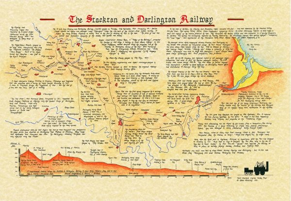 A3 map of the Stockton & Darlington Railway by Bob Hattersley