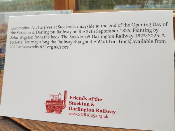 Set of 6 greetings cards - Locomotion No.1 arrives at Stockton's quayside on the Opening Day of the S&DR - Image 2